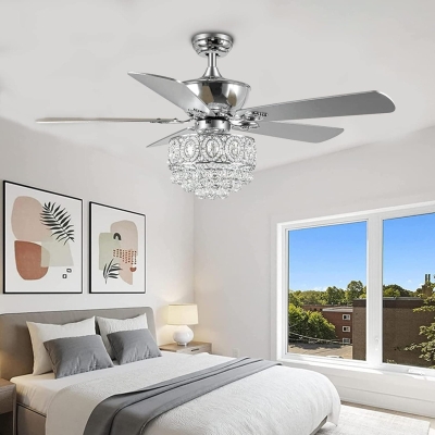 52 in. Crystal Ceiling Fan with Lights Remote Control, Decorative Ceiling Fan with Light, Chandelier Fan, Indoor Fandeliers for Bedroom Living Room