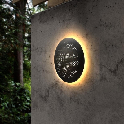 Modern Black Outdoor Wall Lights with Unique Circular Design and LED Lighting, Waterproof and Versatile for Home and Garden