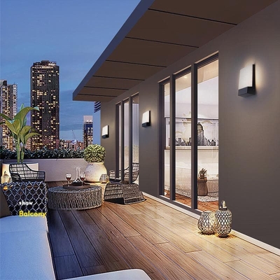 Modernist Outdoor Wall Lights in Aluminum, Rectangular &amp; Round Porch Lights for Home Security and Garden Illumination, Black &amp; White Options