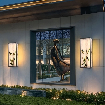 Durable Galvanized Steel Outdoor Wall Light with Unique Flower and Leaf Pattern Acrylic Lampshade, Waterproof Light Source for High-Temperature Resistance