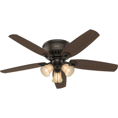 52 in. Indoor Low Ceiling Fan and Light, Bronze Ceiling Fan, Hugger Ceiling Fan with Light