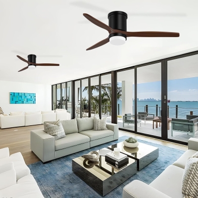 52 in. Matte Black Ceiling Fans with Lights Remote Control, Low Profile Flush Mount Ceiling Fan, Reversible Quiet Ceiling Fans