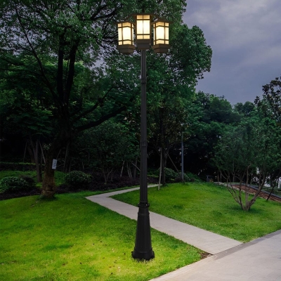 Durable Die-Cast Aluminum Outdoor Pole Light with High Transmittance Glass Shade, Waterproof, Rust-Proof for Patio, Garden, Lawn, Path, and Park