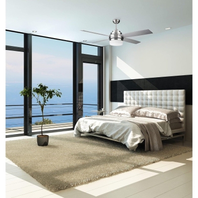 52 in. Contemporary Ceiling Fan with Light, Ceiling Fan with LED Light and Wall Control, Brushed Nickel Ceiling Fan