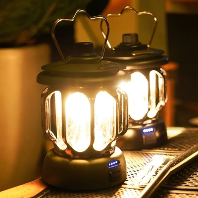 Multifunctional Retro Outdoor Camp Lantern with Adjustable Brightness, Fast Charging, and Power Bank Feature for Warm Tent Lighting