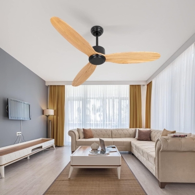52 in. Black Modern Ceiling Fan NO Light with Remote, Indoor Outdoor Farmhouse Reversible Ceiling Fan for Bedroom Living Room Patio