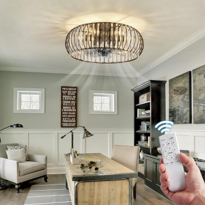 Modern Low Profile Flush Mount Ceiling Fan with Lights and Remote, Small Black Ceiling Fan Light Fixture for Bedroom Kitchen Living Room Dining Room