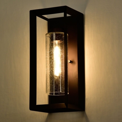 Waterproof Outdoor Wall Light, Modern Exterior Light Fixture with Seeded Glass,Wall Mount Porch Sconce Lantern Light for Patio Garage Deck