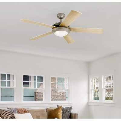 Indoor Brushed Ceiling Fan with Light, Mid Century Modern Contemporary Ceiling Fan for Living Room
