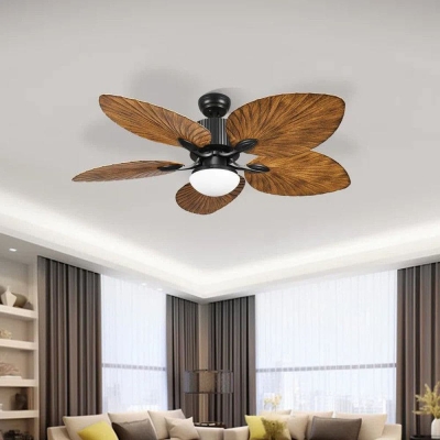 52 in. Tropical Outdoor Dimmable Ceiling Fan Light for Patio, Reversible Palm Ceiling Fan with LED Light Remote Control
