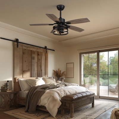 42 in. Indoor Outdoor Caged Remote Control Ceiling Fan and Light APP Control, Small Ceiling Fan for Bedroom Living Room Fan, Outdoor Patio Fans