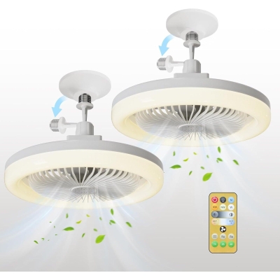 Set of 2 Enclosed Ceiling Fan with Light and Remote, Wireless Ceiling Fan for Bedroom Living Room Kitchen Balcony