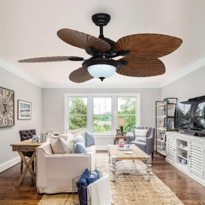 52 in. Palm Leaf Ceiling Fan, Indoor Outdoor Tropical Ceiling Fans, Outdoor Farmhouse Ceiling Fan with Light and Remote, Chandelier Fan for Bedroom Kitchen