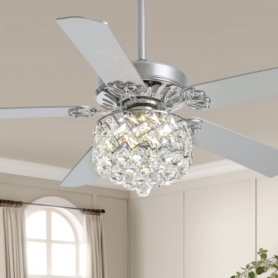 52 in. Modern LED Crystal Ceiling Fan Chandelier with Light, Reversible Ceiling Fan Light Fixture with Remote for Bedroom Dining Room Living Room