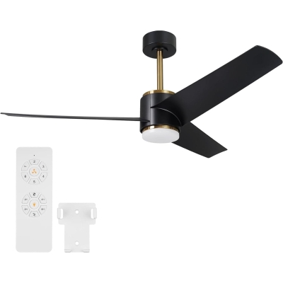 52 in. Modern Black Ceiling Fan with Light and Remote, 3 Blade Reversible Ceiling Fan for Bedroom Living Room Patio Porch