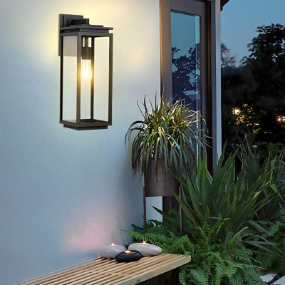 Waterproof and Rust-Proof Black Outdoor Wall Light with Scratch-Resistant Glass Lampshade for Porch, Garden, and Balcony