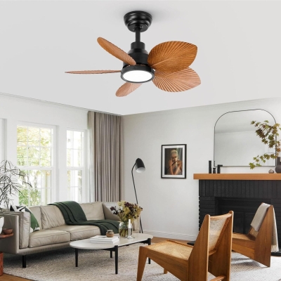 30 in. Reversible DC Ceiling Fan, Tropical Ceiling Fan, Remote Control Ceiling Fan and Light, Quiet Palm Leaf Ceiling Fan, Covered Ceiling Fan