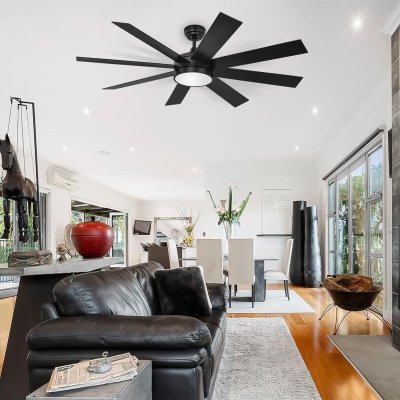 60 in. Black Ceiling Fan with Light and Remote, Modern Contemporary Ceiling Fan in Winter Summer for Living Room Bedroom