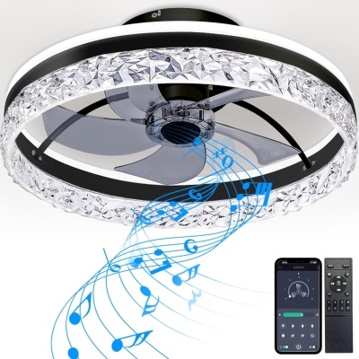 Ceiling Fan with Low Profile Light with Remote APP Control, Flush Mount Ceiling Fan with Bluetooth Speakers, Small Bedroom Ceiling Fans