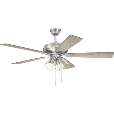 52 in. Reversible Brushed Nickel Ceiling Fan, Walnut Wood Ceiling Fan