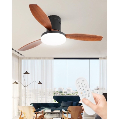 52 in. Wood Ceiling Fan with Light and Remote Control, Reversible LED Ceiling Fan for Living Room Patio