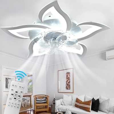 Modern Flower-Shaped Ceiling Fan with LED Light and Remote Control, Smart Dimmable Ceiling Fan for Living Room Bedroom Kitchen