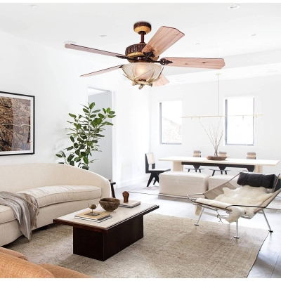 52 in. Red Bronze Antler Rustic Remote Control Ceiling Fan and Light, Modern Chandelier Fan Light, Indoor Cabin Ceiling Fans for Bedroom Living Room