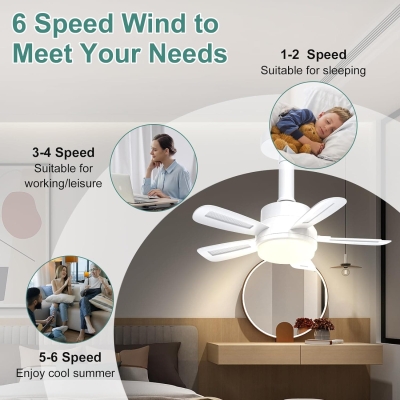 15.7 in. Dimmable Socket Fan Light with Remote, Screw In Ceiling Fan for Kitchen Laundry Room Basement