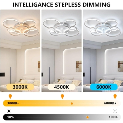 41 in. Modern Ceiling Fan with Light for Living Room, Flush Mount Ceiling Fan with Dimmable LED Light and Remote Control for Kids Room Bedroom