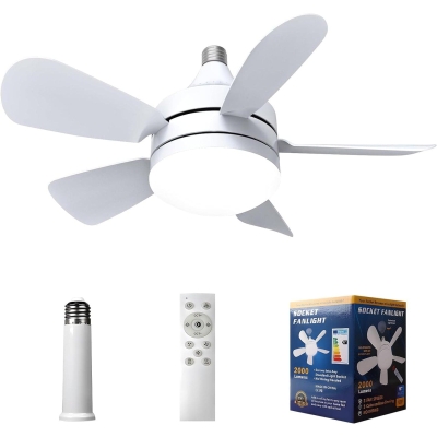 Socket Fans with Lights and Remote Control, Quiet Screw In Ceiling Fan for Bedroom Living Room Kitchen, Garage Ceiling Fan