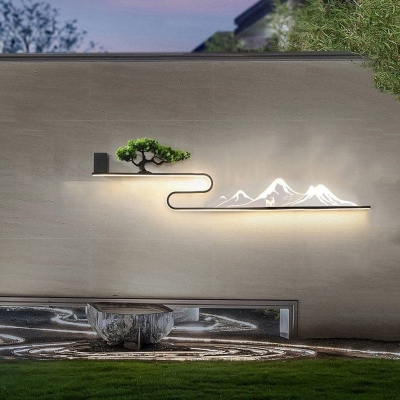 Decorative Solar Wall Light with Waterproof Performance, High Transmittance Acrylic Lampshade, 3D Pine Tree Design, Efficient Solar Panel for Outdoor Use
