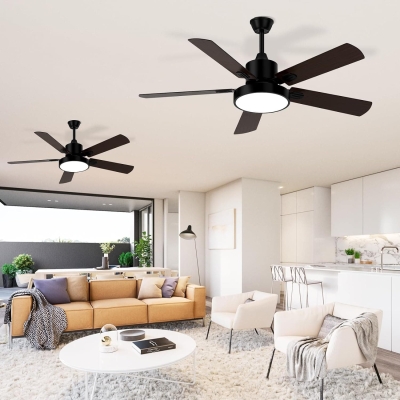 52 in. Ceiling Fans with Lights and Remote, Indoor Outdoor Black Outdoor Fan with Light for Patio Bedroom Living Room