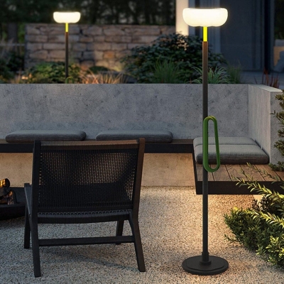 Eco-Friendly Solar-Powered Outdoor Torchiere Floor Lamp with Aluminum Die-Cast Body, Stainless Steel Base, and Ergonomic Handle for Contemporary Homes