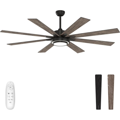 72 in. Black Remote Control Ceiling Fan with Light, Cathedral Ceiling Fan, Mid Century Contemporary Modern Ceiling Fan for Kitchen Bedroom Living Room