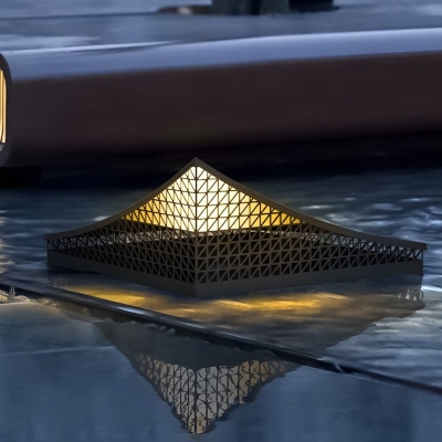 Elegant Stainless Steel Solar Outdoor Light with Asian-Style Engraving, Waterproof, Rust-Proof, High Efficiency for Warm and Lively Landscapes