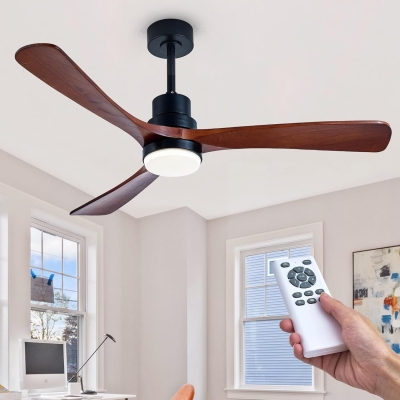 52 in. Wood Ceiling Fan with Lights Remote, High End Ceiling Fans, Low Profile Flush Mount Ceiling Fan, Modern Fan for Bedroom Living Room Kitchen