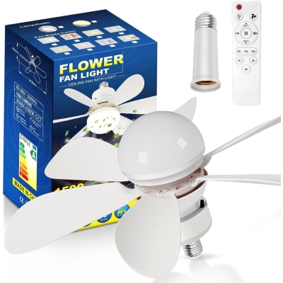 16.5 in. Screw In Light Socket Fan for Bedroom Living Room Bathroom Kitchen Garage, Socket Remote Ceiling Fan with Light
