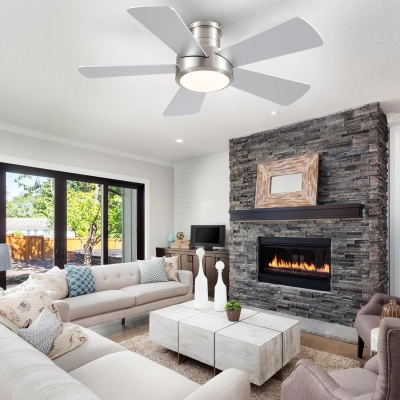 40 in. Modern Ceiling Fan with Lights Remote APP Control, Low Profile Reversible Flush Mount Ceiling Fan for Kitchen Bedroom, Brushed Nickel Ceiling Fan
