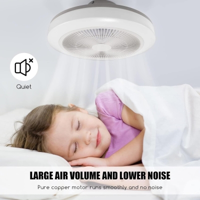 18 in. White Ceiling Fan with Lights Remote APP Control, Quiet Low Profile Flush Mount Ceiling Fan without Blades for Bedroom Living Room Office
