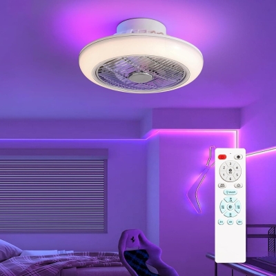 RGB Low Profile Ceiling Fan with Lights, Enclosed Flush Mount Remote Control Ceiling Fan and Light, Bedroom Ceiling Fans, Living Room Ceiling Fan