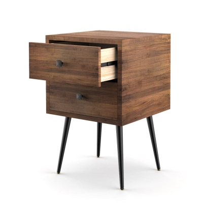 Sheesham Wood Nightstand Bedside Table with 2 Drawers