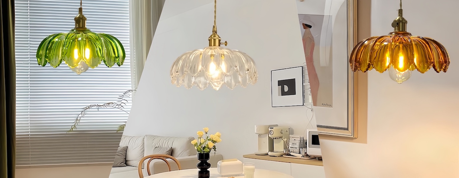 Glass pendant lighting in existing Sozalighting room photographs